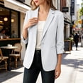 thumbnail image 6 of jehdhy Womens Lapel 3/4 Sleeve Blazers Fashion Casual Solid Color Lightweight Business Casual Work Suit Jacket Coat with Pockets, 6 of 8