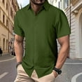 thumbnail image 2 of Mens Button Down Linen Shirts Short Sleeve Casual Collared Summer Beach Untucked Tops, 2 of 6