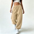 thumbnail image 4 of Karymi Solid Casual Sweatpants Women, Balloon Long Pants, Drawstring Elastic Waist Relaxed Fit Elastic Cuffs with Side Pockets, 4 of 7