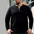 thumbnail image 2 of ZCFZJW Mens Henley Shirts Casual Big and Tall Long Sleeve Basic Athletic Solid Color Pullover Tops Trendy Regular Fit Comfy Workout Sweatshirts Black XL, 2 of 9