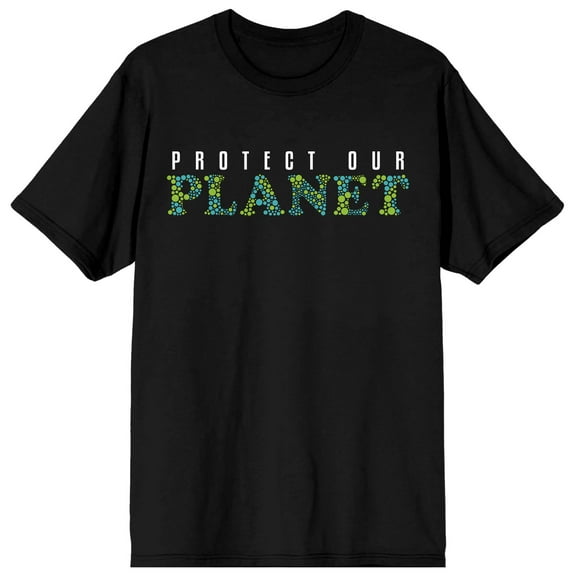 Sunny Days Earth Day Protect Our Planet Crew Neck Short Sleeve Black Adult T-shirt-Small