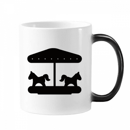 

Black Carousel Amusement Park Outline Changing Color Mug Morphing Heat Sensitive Cup With Handles 350 ml