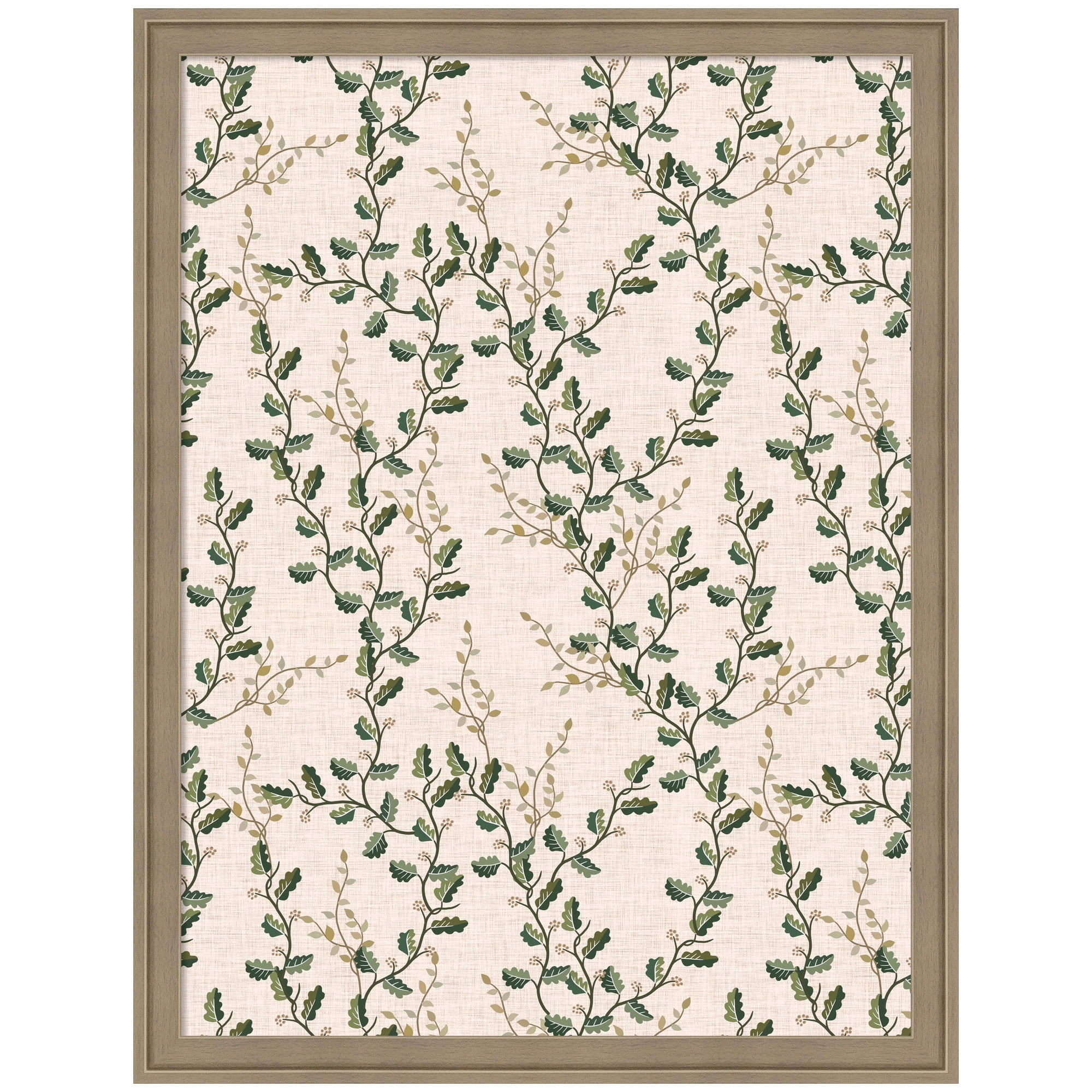 Kate and Laurel Framed Fabric Pinboard 20 x 26, MC Cute Vines Printed Linen Casual Transitional Bulletin Board for Use as a Vision Board or Wall Organization, Florence Light Brown Frame