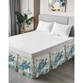 thumbnail image 4 of Teal Coastal Turtle Bed Skirt Queen Size, Vintage Summer Beach Nautical Coral Wrap Around Bed Skirting with Adjustable Elastic Strap, Dust Ruffle Pleated Bedskirts 16 Inch Drop for Bedroom Queen Beds, 4 of 9
