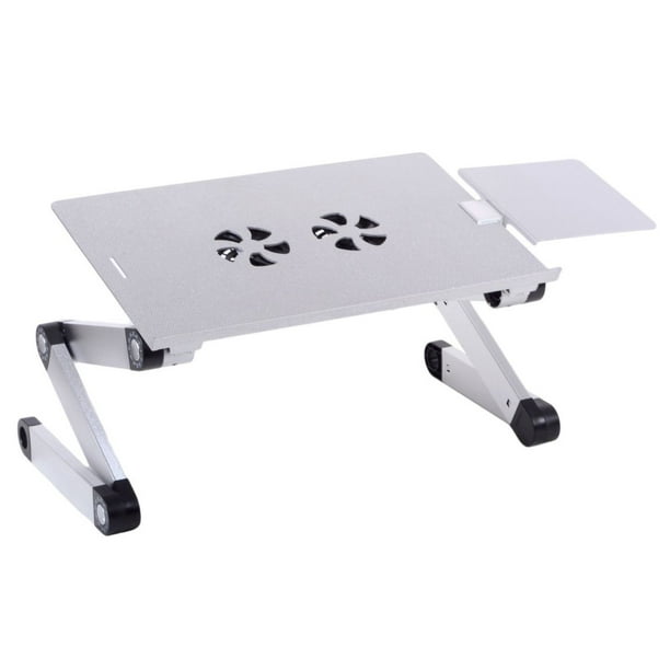 Accuon Adjustable Vented Laptop Table Computer Desk, Light Aluminium