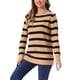 thumbnail image 4 of SUÉTER TUNIC DE RAYAS SUELTO CON MANGAS LARGAS Y CUELLO REDONDO PARA MUJERES CHIC XS CAQUI, 4 of 6