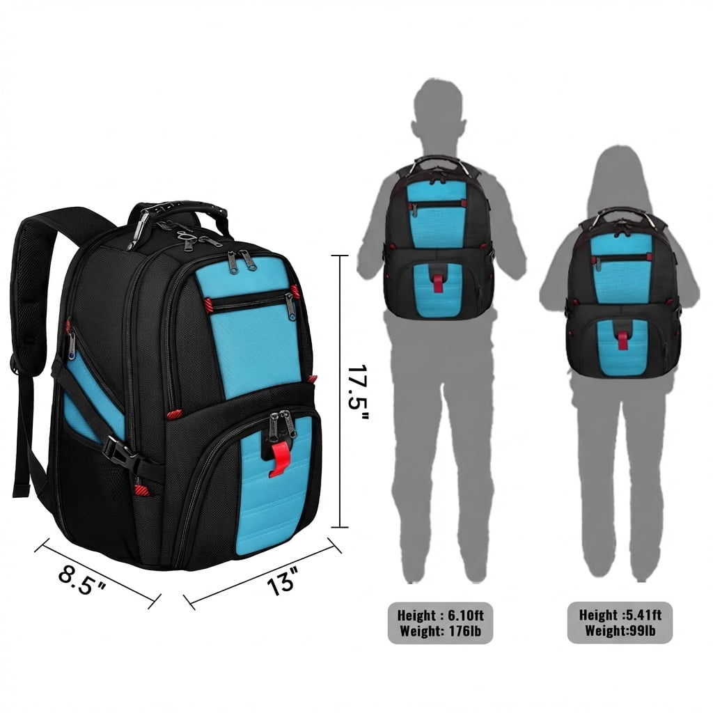 Yorepek Extra Large Travel Backpack for Men Women, 30L Airline Approved Business Laptop Computer School Bag with Luggage Strap, Blue
