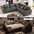 thumbnail image 5 of Sectional Sleeper Sofa with Pull Out Bed, Corduroy Modular Sectional Sofa L Shaped 5 Seat Couch with Pull Out Couch and Storage Seat, Convertible Sectional Couches for Living Room, 5 of 8