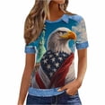 thumbnail image 4 of Women's USA 250th Anniversary Waffle Knit Shirt - Patriotic Random Print Short Sleeve Summer Casual Top Waffle Knit Blouse, 4 of 7
