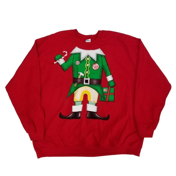 Mens Red Christmas Elf Santa's Helper Holiday Sweatshirt
