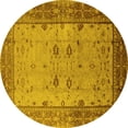 thumbnail image 1 of Ahgly Company Machine Washable Indoor Round Oriental Yellow Traditional Area Rugs, 4' Round, 1 of 4