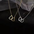 thumbnail image 4 of K-KED Double Heart Pendant 925 Silver Chain Necklace Women's Delicate Jewelry Gifts US-Gold, 4 of 6