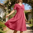 thumbnail image 2 of Uobin Women Casual Solid Short Sleeve Long Maxi Dress Lightweight Breathable Fashion Loose Dress with Pockets, 2 of 5