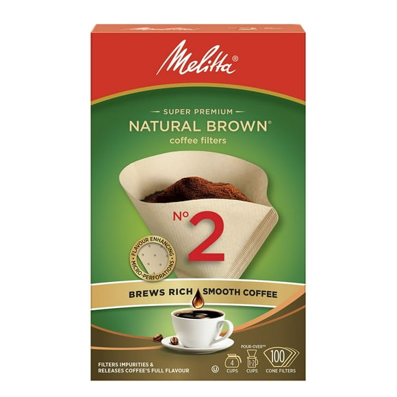 Melitta Natural Brown #2 Coffee Filters, 100 Count