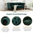 thumbnail image 3 of FFH 59" Loveseat Sofa, Chesterfield Velvet Couch for Living Room, Green, 3 of 8