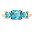 thumbnail image 2 of Dazzlingrock Collection Princess Blue Topaz 3 Stone Engagement Ring for Women (Color Blue, Clarity Moderately Included) in 10K Rose Gold, Size 5.5, 2 of 4