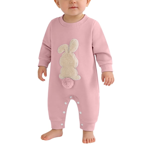 Ruyang Easter Baby Boy Girl Outfit Embroidery Bunny Rompers Bunny Tail Cotton Jumpsuit Unisex New Born My First Easter Clothes