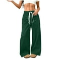 thumbnail image 2 of Pincandy Women's Solid Color Faux Suede Elastic Waist Wide Leg Pants - High Stretch Casual Loose Fit with Pockets, Perfect for Daily Wear & Weekend Getaways, 2 of 7