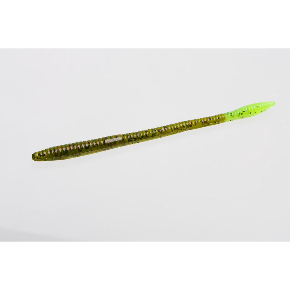 Zoom Trick Worm Fishing Bait, Watermelon Red Chartreuse, 6 1/2", 20