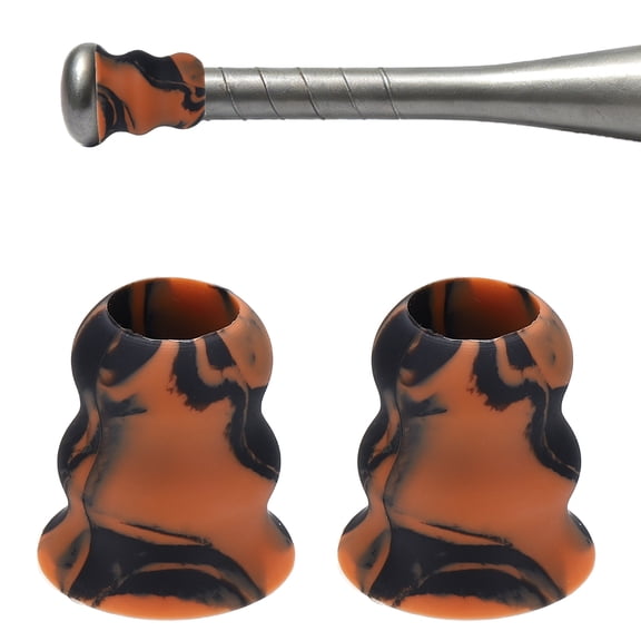 Uxcell Bat Taper, Bat Knob Taper Softball Grip Silicone Non-slip Ergonomic Enhanced Grip Easy Installation 2Pcs & Orange-Black - Fit for (Most Softball Bats/Baseball)