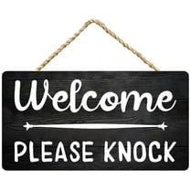 Zomyto Welcome Sign,Please Knock,Office Sign,Front Door Sign Rustic Wooden Hanging Sign 12X6 In Door Hanging Plaques