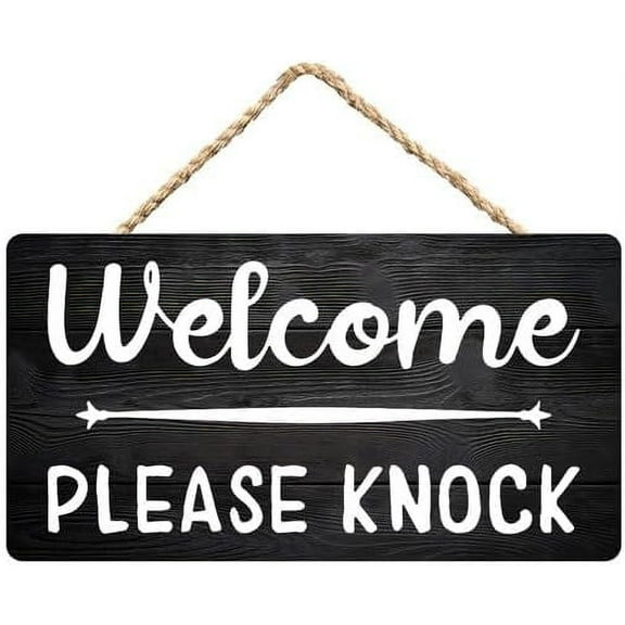 Zomyto Welcome Sign,Please Knock,Office Sign,Front Door Sign Rustic Wooden Hanging Sign 12X6 In Door Hanging Plaques