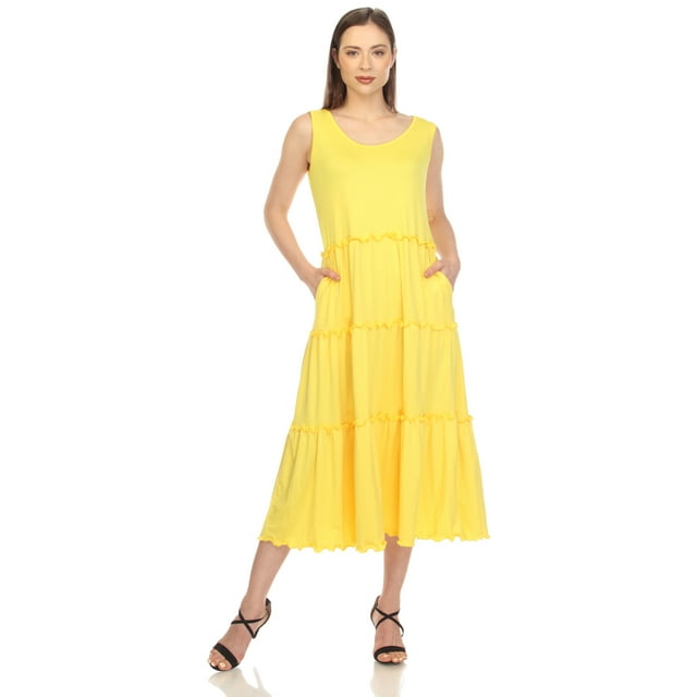 White Mark Robe Midi à Étages à Encolure Dégagée pour Femme