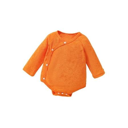 

Bagilaanoe Newborn Baby Boy Girl Romper Tops Long Sleeve Orange Bodysuit 1M 3M 6M 9M Infant Casual One-Piece Clothes