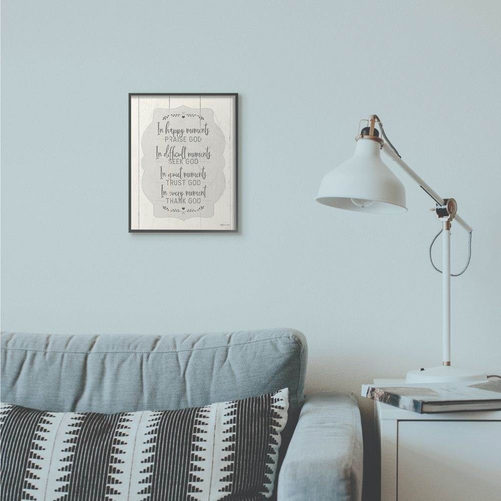 Stupell Industries Religious Happy Moments Inspiration Grey Word Design Framed Giclee Texturized Art by Stephanie Workman Marrott