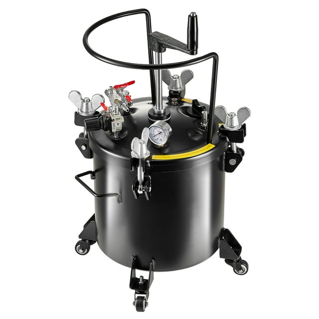 KFFKFF Contenant à Pression pour Peinture en Aérosol, Capacité de 20 L/5 Gal, Réglable à 70 psi, Construction en Acier Durable avec Roues, Comprend un Scellant de Réparation des Fuites pour Usage Résidentiel et Industriel