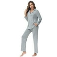 thumbnail image 4 of YTDSCS Pajamas Set for Womens 2 Piece Solid Color Pjs Loungewear Long Sleeve Sleepwear Soft Button down Jammies and Pants with Pockets Fall Winter Outfit S-XXL, 4 of 7