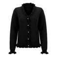 thumbnail image 4 of Women Cardigan Long Sleeve Ribbed Knit Sweater Solid Color Fringe Edge Casual Open Front Soft Yarn Light Weight Cardigan, 4 of 5