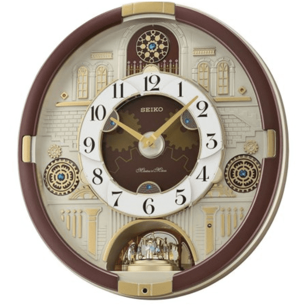Seiko QXM377BRH Melodies In Motion Wall Decor Clock with Swarovski