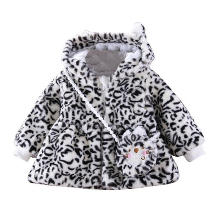 

nsendm Thick Winter Jackets for Kids Thicken Jacket+Bag Winter Warm Fleece Printed Girls Anorak Jacket Size 6 White 2-3 Years