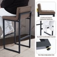 thumbnail image 4 of FIRAVOE Bar Stools Set of 3, Counter Height Bar Stools (Low Back)(Thickened Frame) 26" PU Leather Barstools Bar Chairs for Kitchen Island, Coffee Brown, 4 of 9