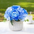 thumbnail image 2 of Enova Home Mixed Artificial Silk Hydrangea and Roses Faux Flowers Arrangement in Ceramic Pot for Home Office Wedding Decoration (Blue), 2 of 4