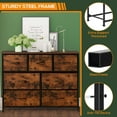 thumbnail image 3 of 7 Drawer Dresser, Wide Chest Of Drawers Nightstand Storage Tower Storage Dresser Fabric Dresser With Wood Top for Living Room, Bedroom, Hallway, , Rust, 3 of 6