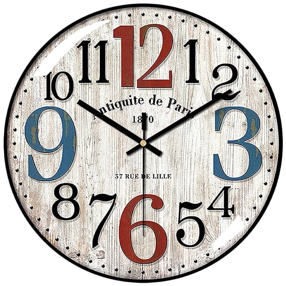 VOCOO Glass Silent Classic Retro Wall Clock , 12 Inch Large Round Quartz Clock Battery Operated Non Ticking Easy to Read Decoration for Bedroom Living Room Kitchen Home Office