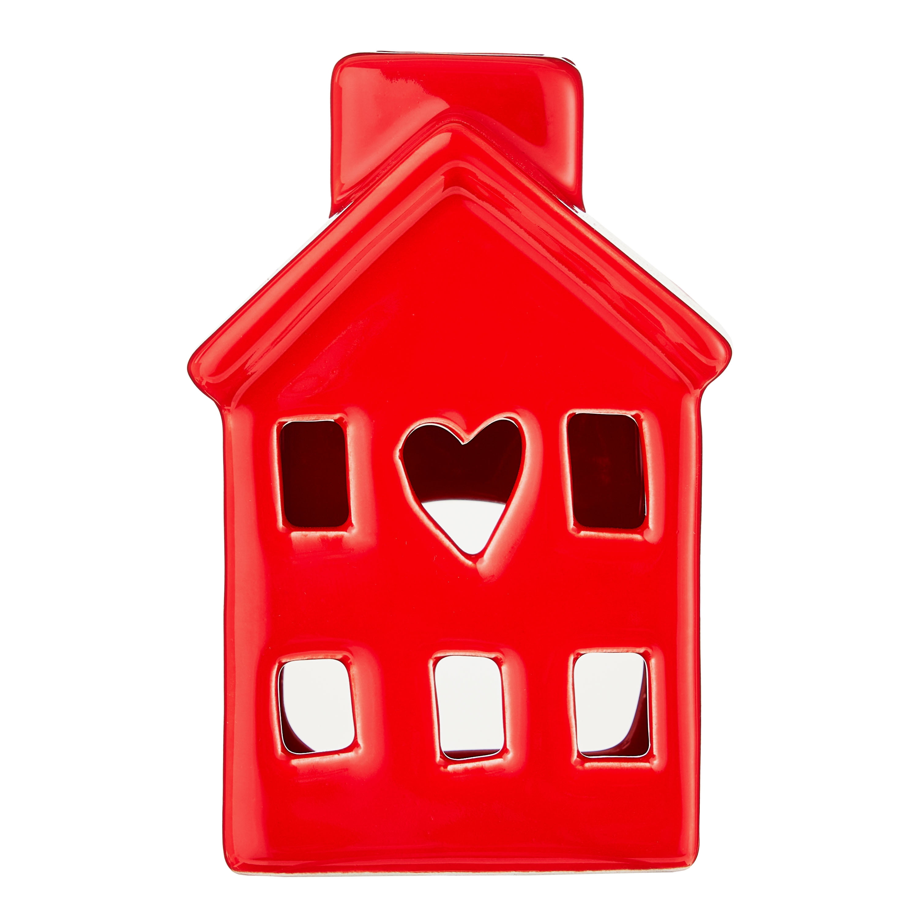 Way to Celebrate! Valentine’s Day 4in Ceramic House Tabletop Décor, Red​ ​