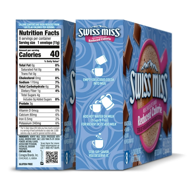 Swiss Miss Milk Chocolate Hot Cocoa Mix Reduced Calorie 8 Count Packets Walmart