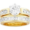 8 Carat T.G.W. CZ 14kt Gold-Plated Two-Tone Bridal Set