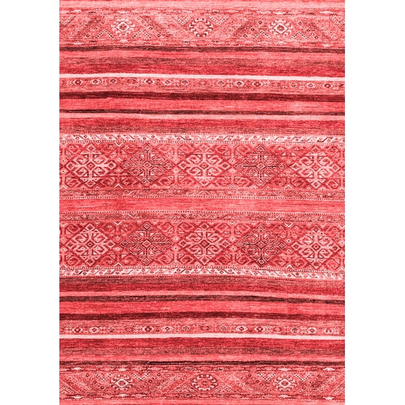 Ahgly Company Indoor Rectangle Abstract Red Modern Area Rugs, 6' x 9'