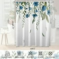 thumbnail image 6 of Green Leaves Shower Curtain,Spring Blue Floral Bathroom Shower Curtains Sets,Wildflower Plant Bath Curtain with 12 Hooks 72x72in,Waterproof Fabric, 6 of 6