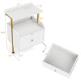 thumbnail image 4 of Giantex Nightstand w/LED Lights & Charging Station, Bedside Table w/Storage Shelves, White, 4 of 8