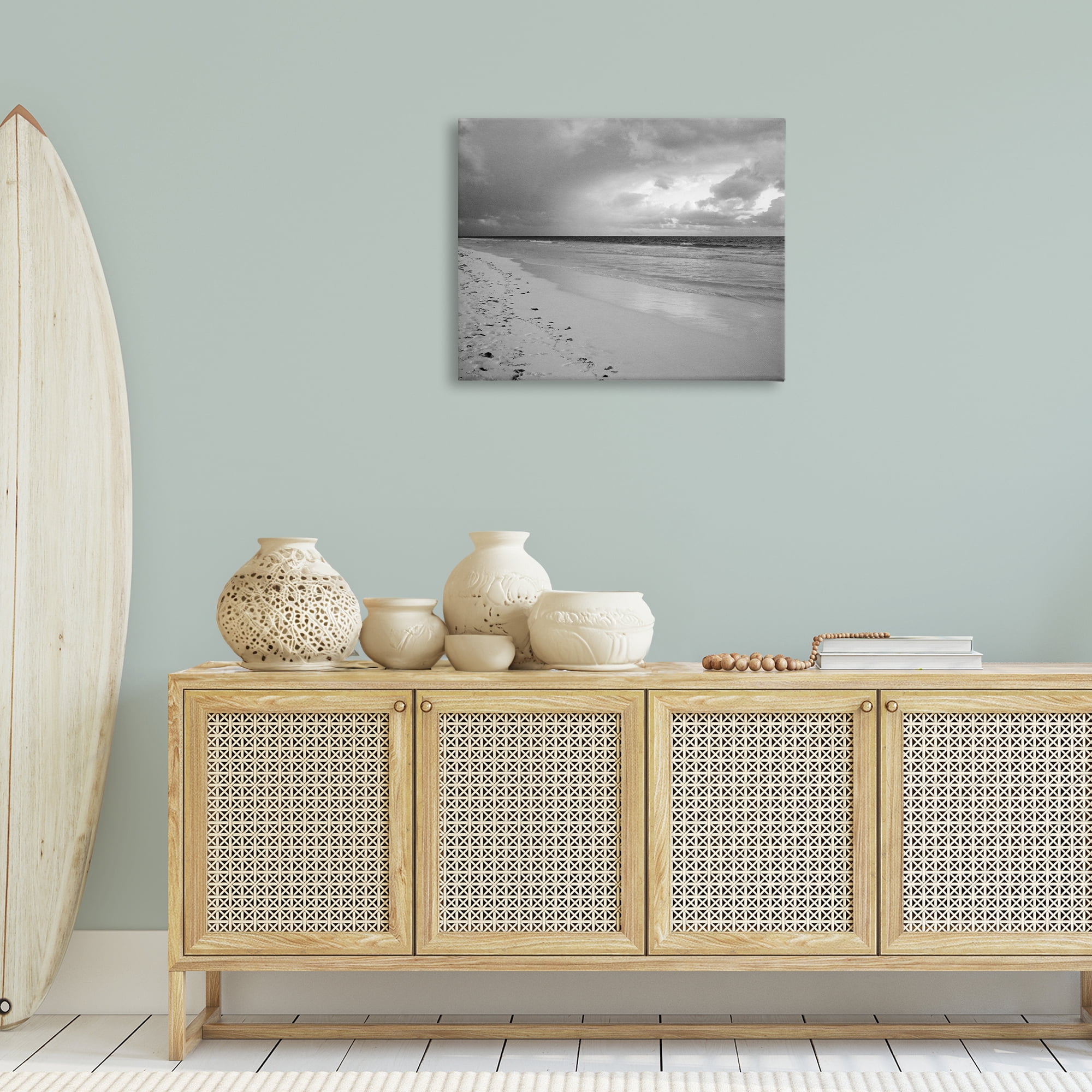 Stupell Industries Beach Shore with Footprints Coastal Photography Gallery Wrapped Canvas Art Print Wall Art, 30 x 24