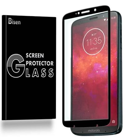 [2-Pack] Motorola Moto Z3 Play BISEN Tempered Glass Screen Protector [Full Coverage, Edge-To-Edge Protect], Anti-Scratch, Anti-Shock, Shatterproof, Bubble Free