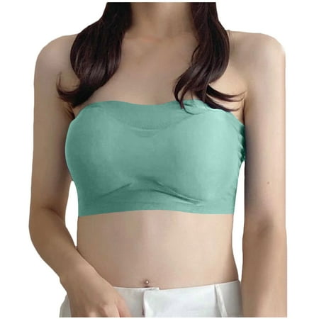 

YWDJ Maternity Bras for Pregnancy Ice Silk Strapless Strapless With Traceless Breathable Underwear Inside Green One Size