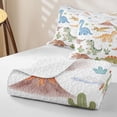 thumbnail image 4 of Feelyou Desert Tropical Cartoon Dinosaur Twin Quilt Set for Boys Girls, Cute Volcano Palm Tree Twin Coverlet Set, Green, 2 Pieces, 4 of 7