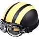 thumbnail image 3 of Casco de moto vintage CHAO cuero negro y amarillo con gafas, 3 of 3
