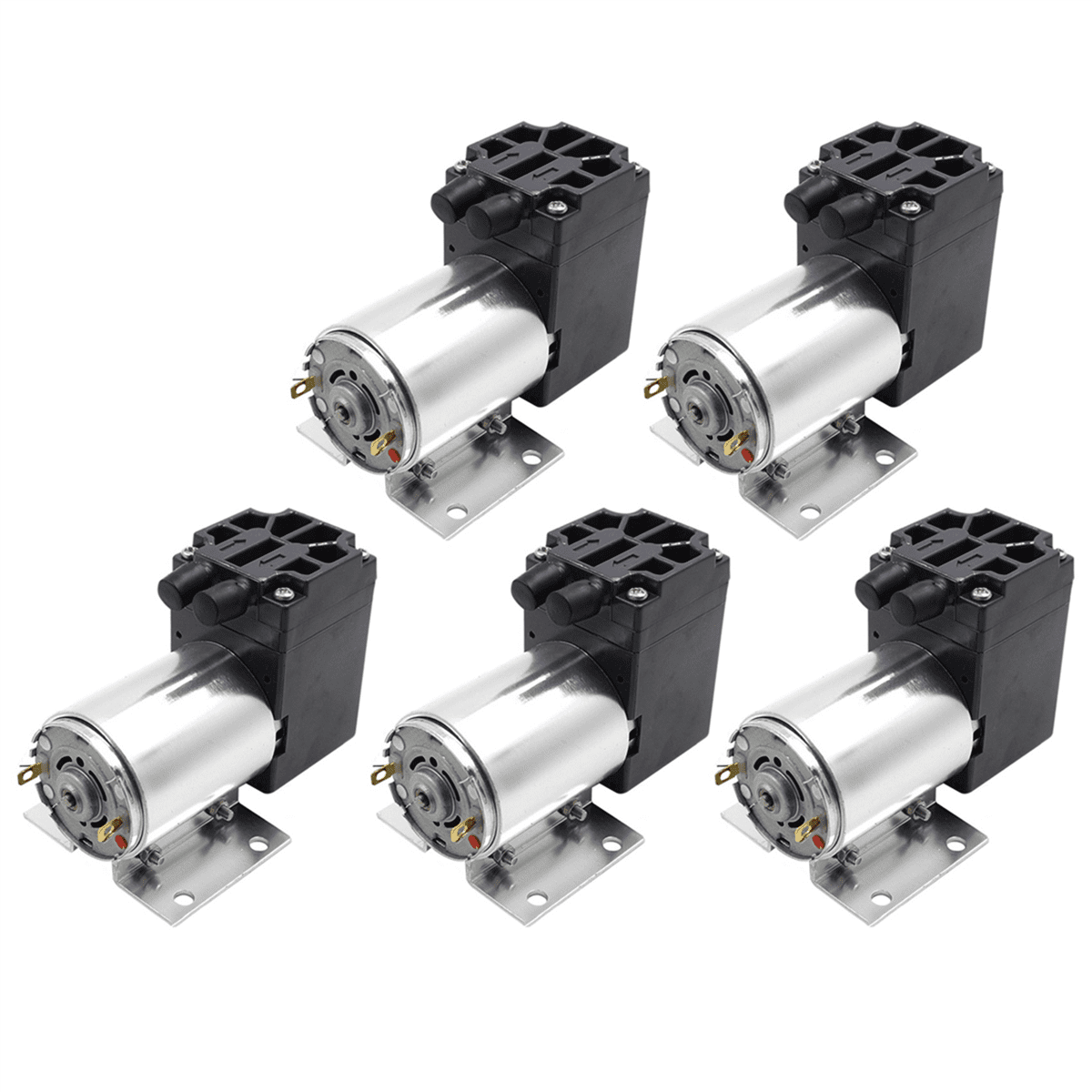 5X Z512-604-3000N DC12V Mini Negative Pressure Vacuum Pump 5L/Min 65-120Kpa Air Pump with Bracket,5 x vacuum suction pump,Black & silver